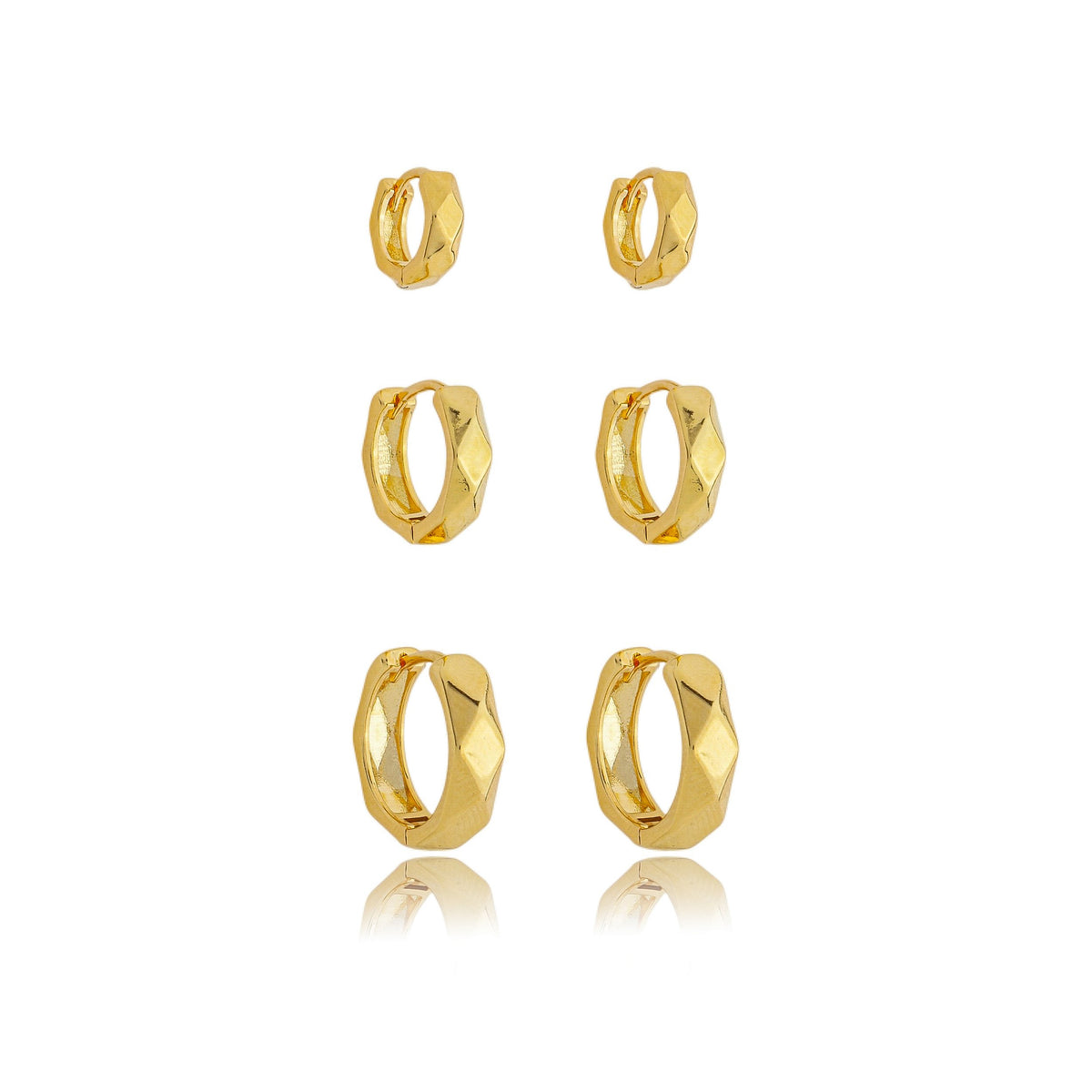 Trio de Brincos Argolas Elis