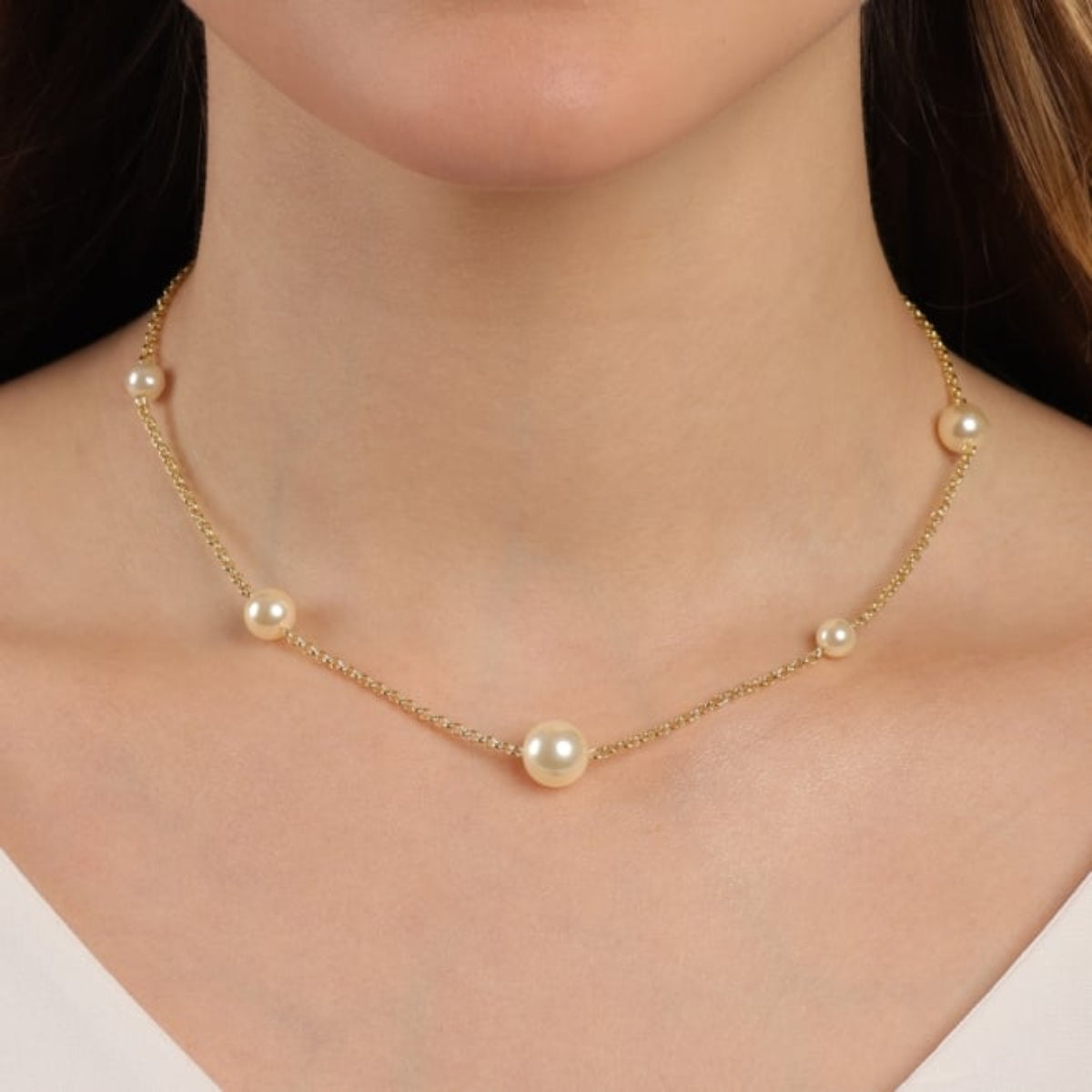 Colar de Pérola Banhado a Ouro