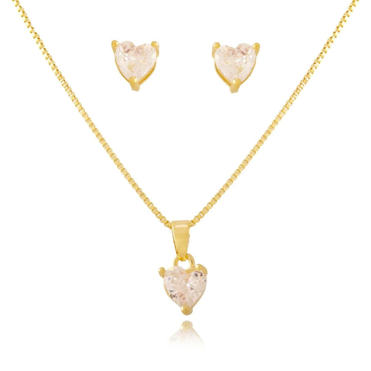 Conjunto de Colar e Brinco Coração