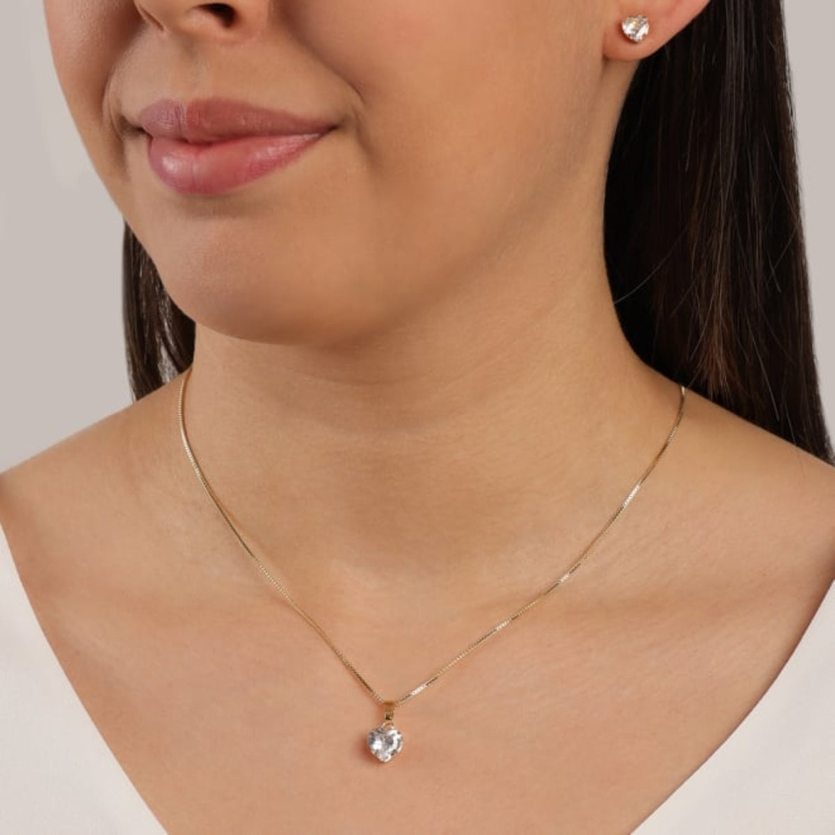 Conjunto de Colar e Brinco Coração