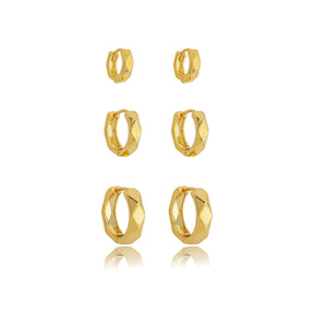 Trio de Brincos Argolas Elis