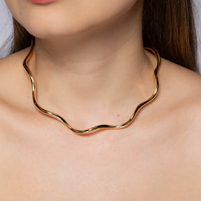 Colar Dourado Aro Ondulado