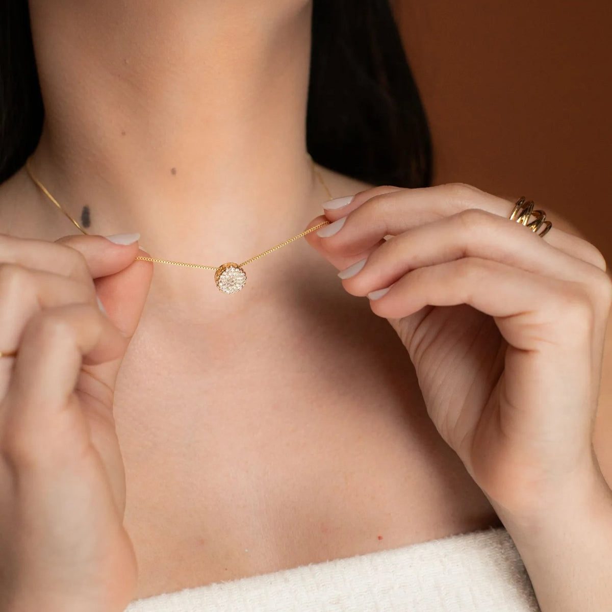 Colar Dourado Cravejado