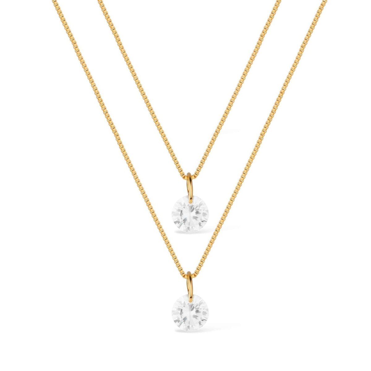 Colar Dourado Duplo com Zircônias Brilhantes