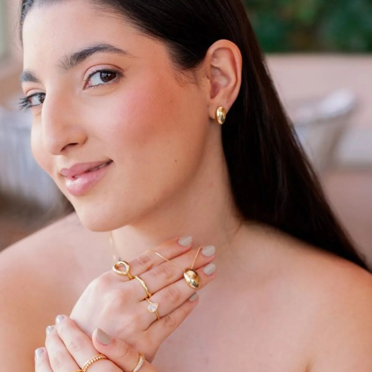 Conjunto de Colar e Brinco Dourado