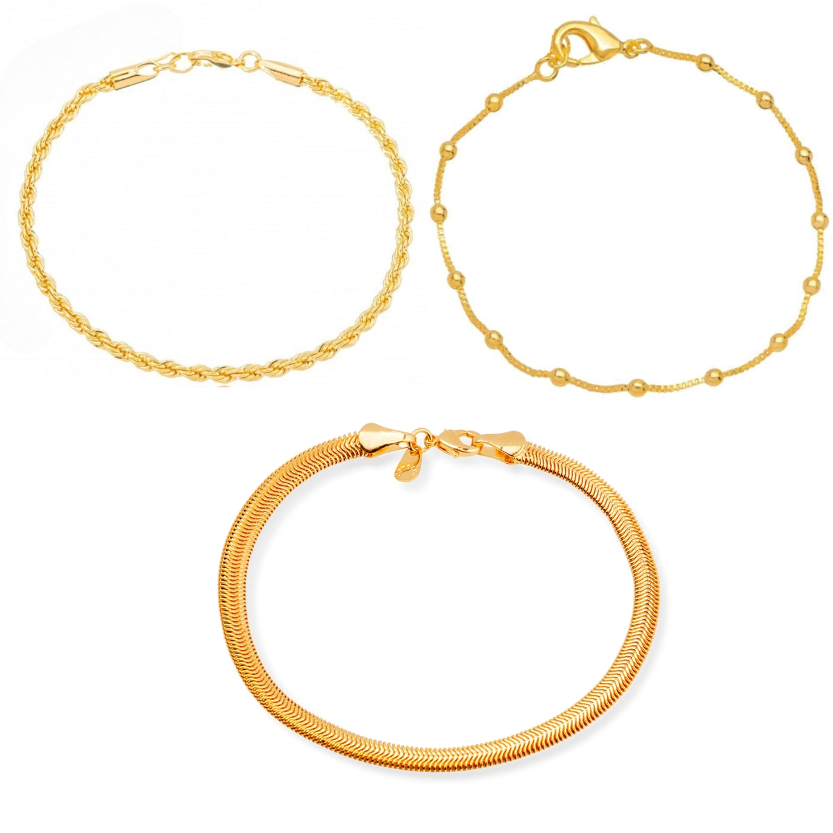 Mix de Pulseiras Douradas