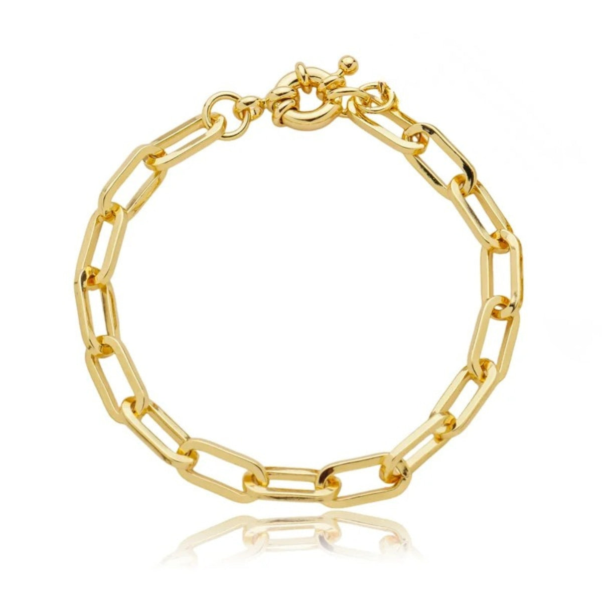 Pulseira Dourada Elos Banhado a Ouro