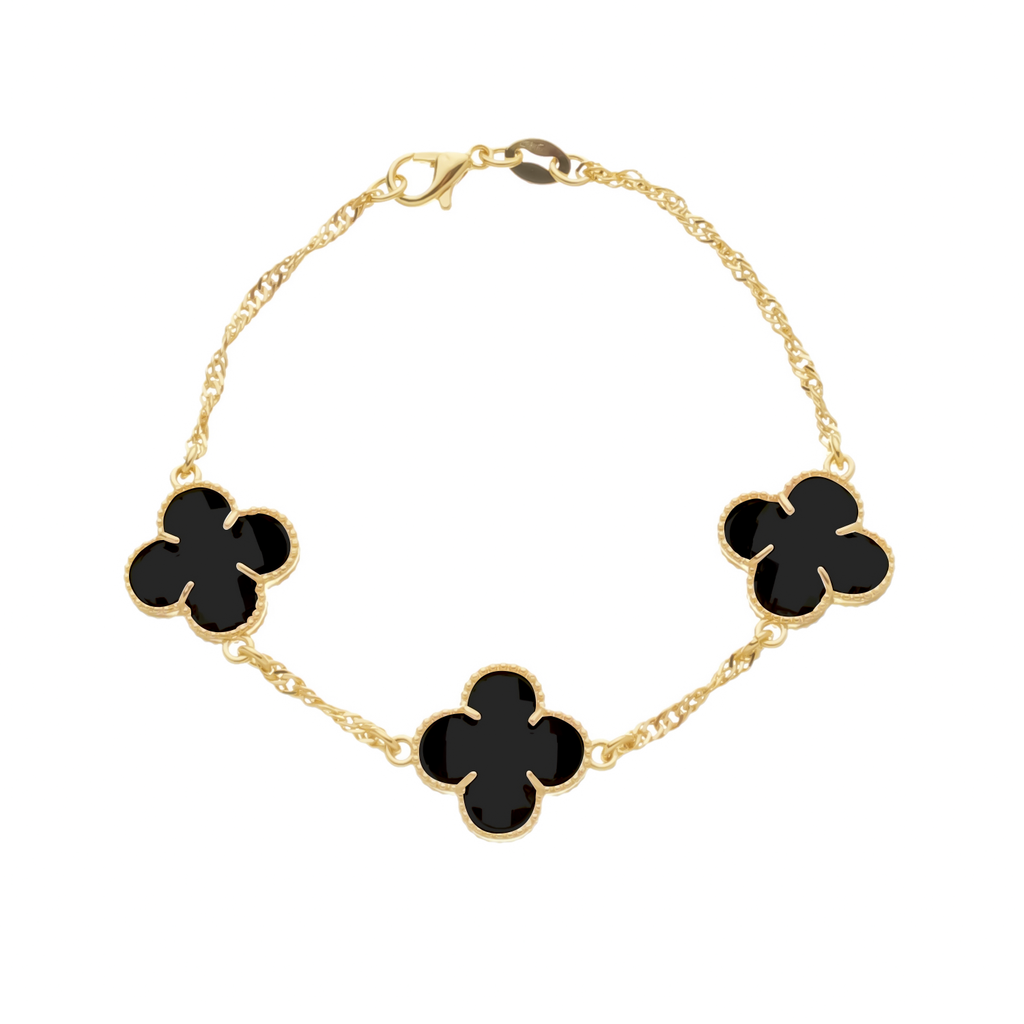 Pulseira Trevo com Zircônia Preta