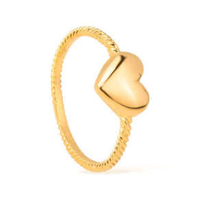 anel de coração dourado